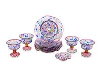 A MacKenzie-Childs Molten Confetti Glass Dessert Service