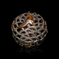 A Mixed Metal Reticulated Bead-Form Ojime