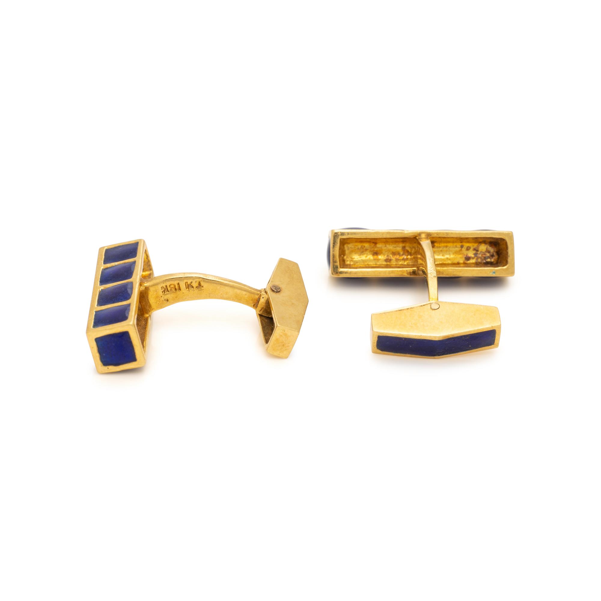 Yellow Gold and Enamel Cufflinks