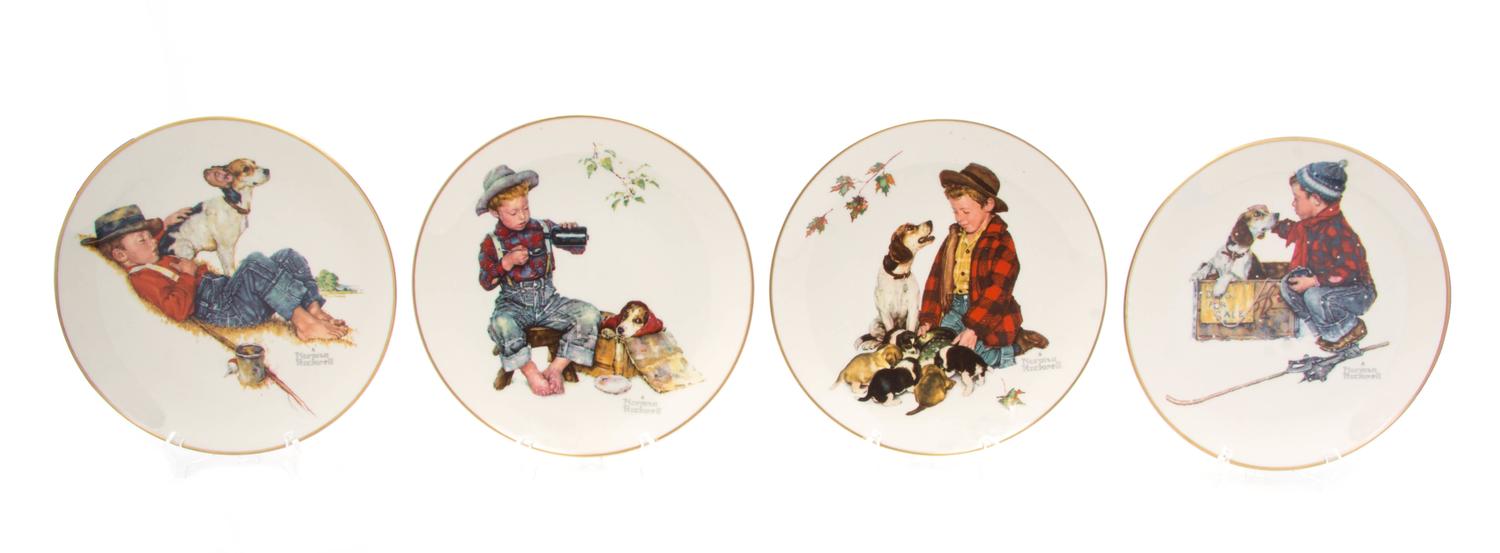 A Set of Four Norman Rockwell Porcelain Commemorative Plates Diameter 10 1/2 inches. — FOR GORHAM