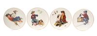 A Set of Four Norman Rockwell Porcelain Commemorative Plates Diameter 10 1/2 inches. — FOR GORHAM
