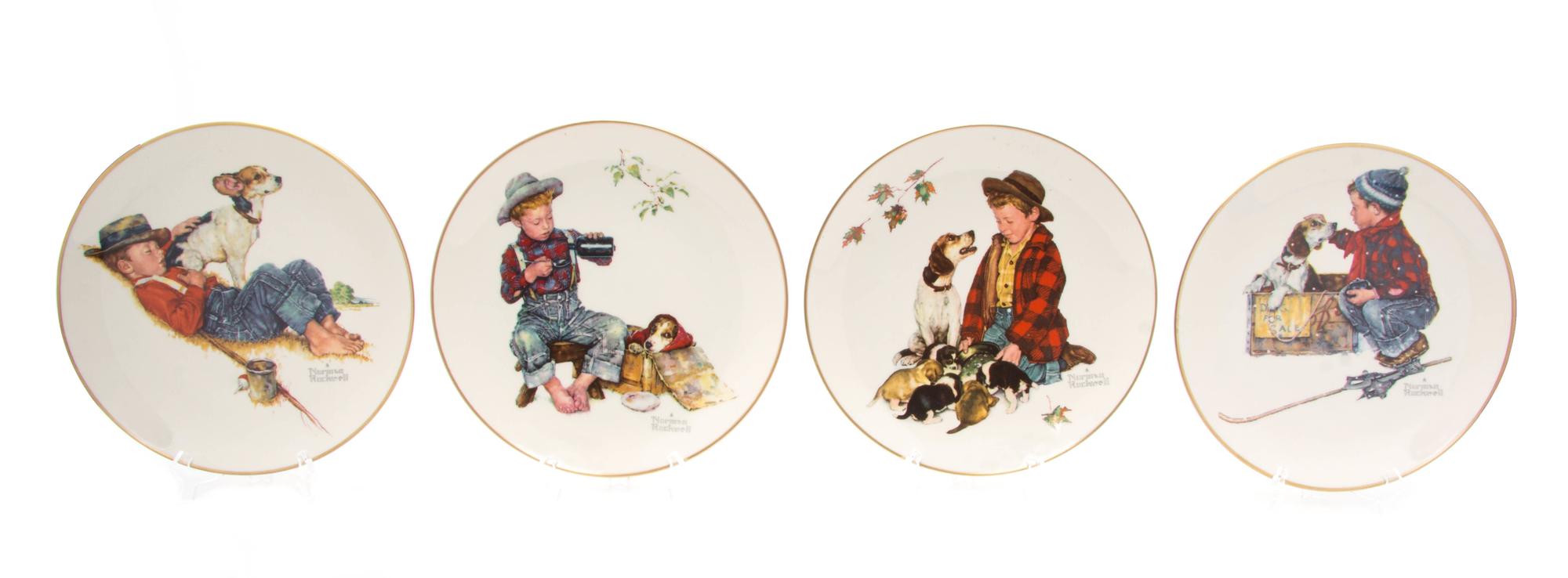 A Set of Four Norman Rockwell Porcelain Commemorative Plates Diameter 10 1/2 inches. — FOR GORHAM