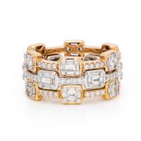 Set of Three Diamond and Gold Stacking Rings