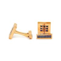 YELLOW GOLD AND SYNTHETIC SAPPHIRE CUFFLINKS