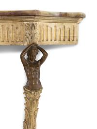 An Italian Cream-Painted and Parcel Gilt Onyx-Top Console Table
