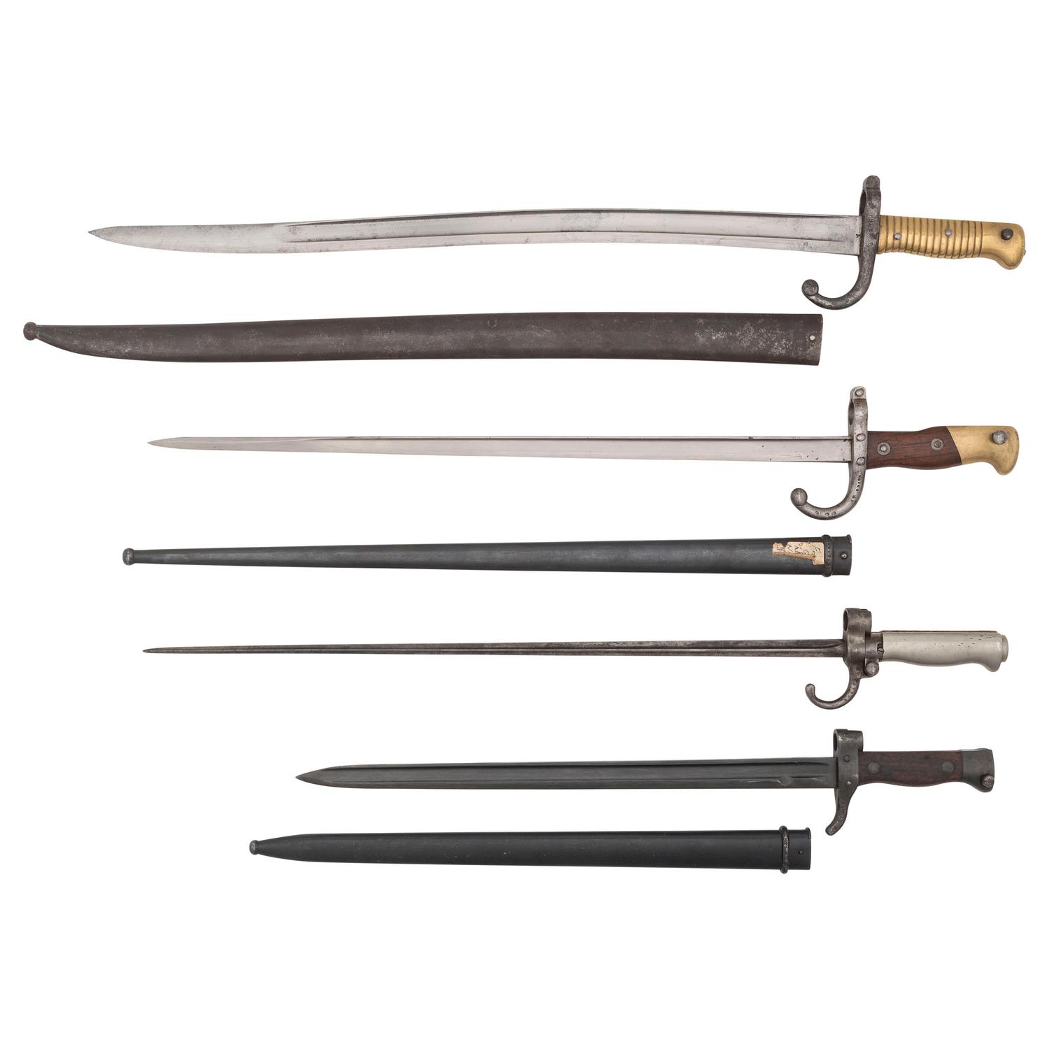 Lot of 4 French Bayonets Including: M1866, M1874, M1886, and M1892