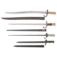 Lot of 4 French Bayonets Including: M1866, M1874, M1886, and M1892