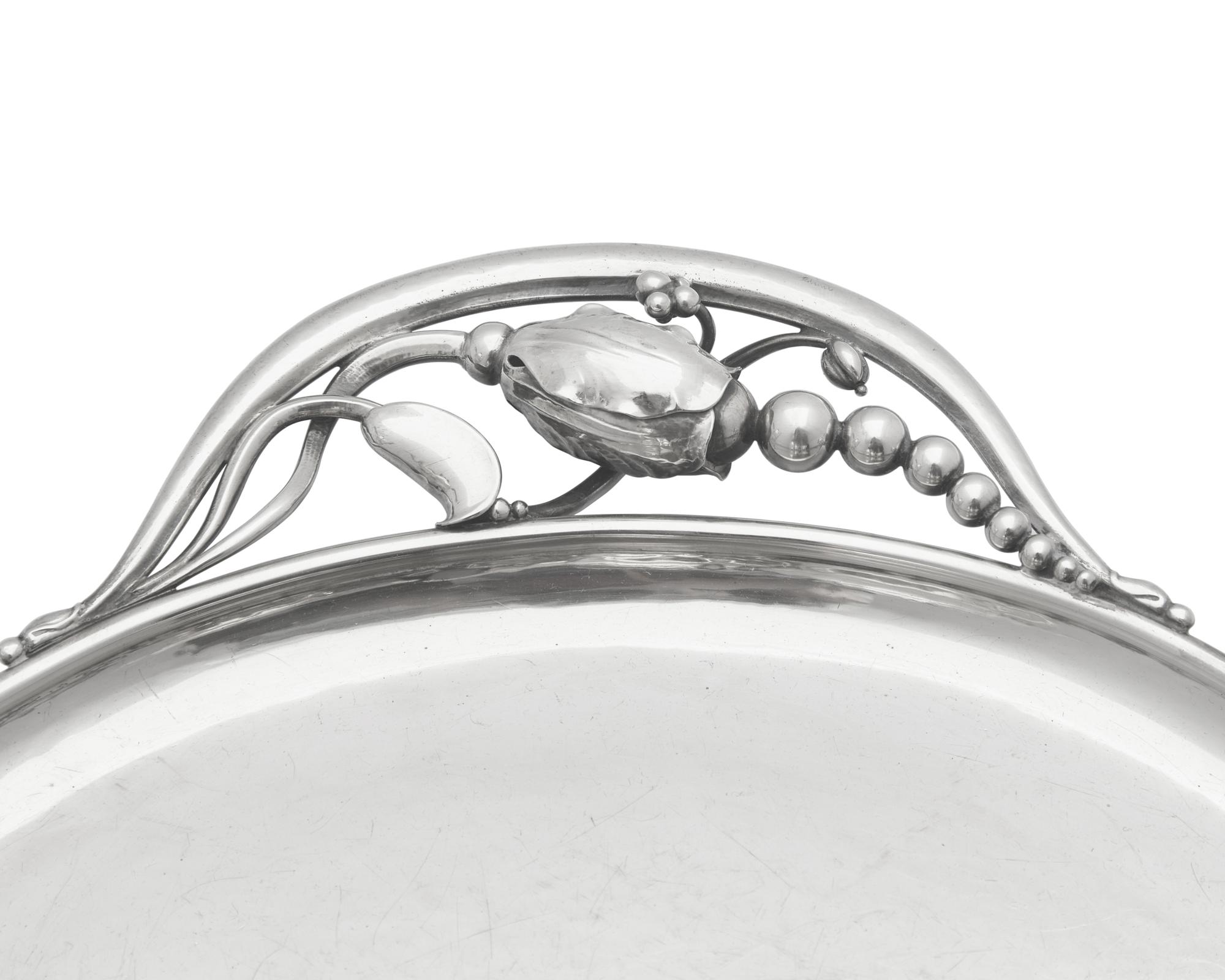 A Georg Jensen Silver Blossom Pattern Six-Piece Tea and Coffee Service