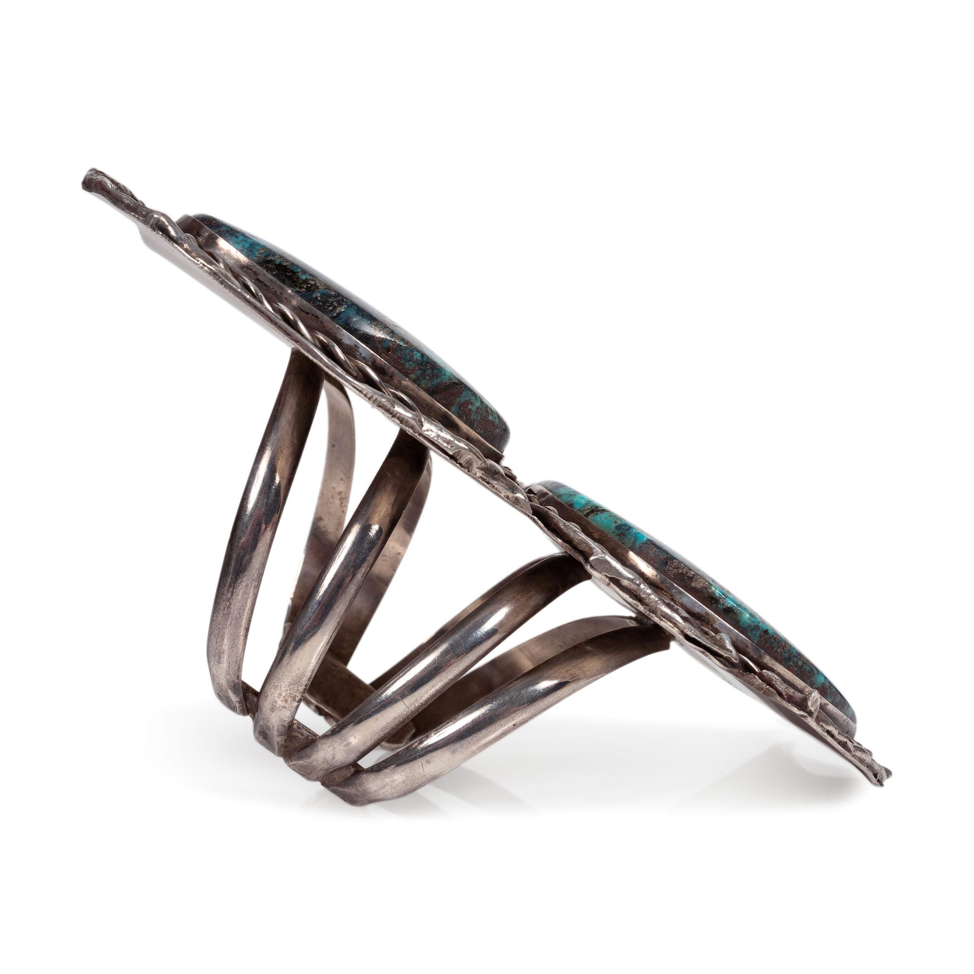 A Large Navajo Silver and Turquoise Cuff Bracelet