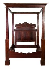 An American Mahogany Tester Bed, MID-19TH CENTURY, Height 49 x width 54 1/8 x depth 86 inches. — MID-19TH CENTURY,