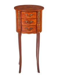 A Louis XV/XVI Transitional Style Gilt Metal Mounted and Marquetry Kingwood Side Table