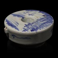 A Korean Blue and White Porcelain 'Landscape' Water Dropper, 19th Century 十九世紀 朝鮮青花山水紋硯滴