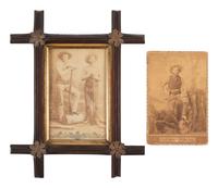 [WESTERN AMERICANA]. A group of 3 photographs of armed cowboys, incl. large format photograph taken by Mrs. ALBRIGHT, Albuquerque, NM. Ca 1880s.