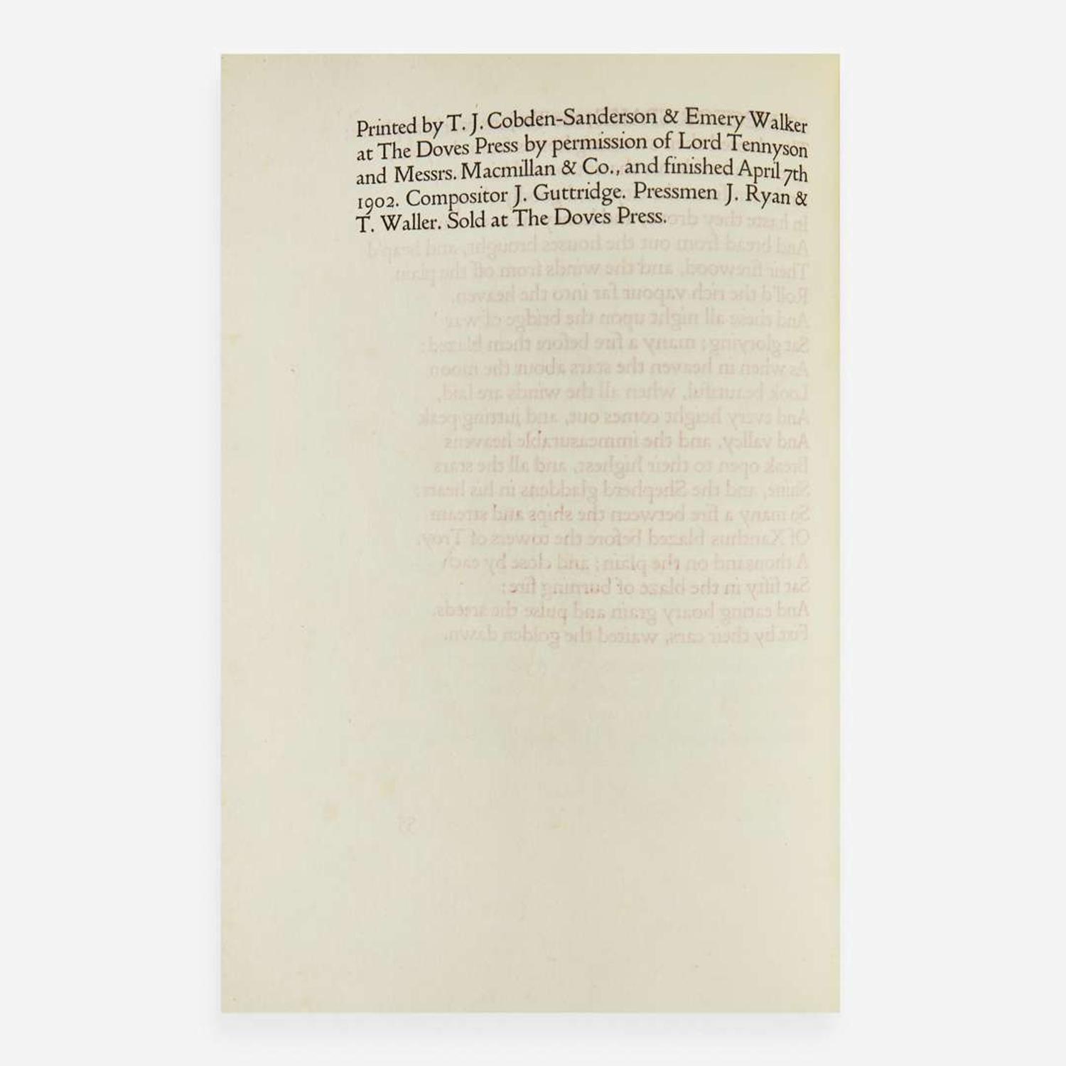 [Private Press] [Doves Press, The] Tennyson, Alfred Lord Seven Poems & Two Translations