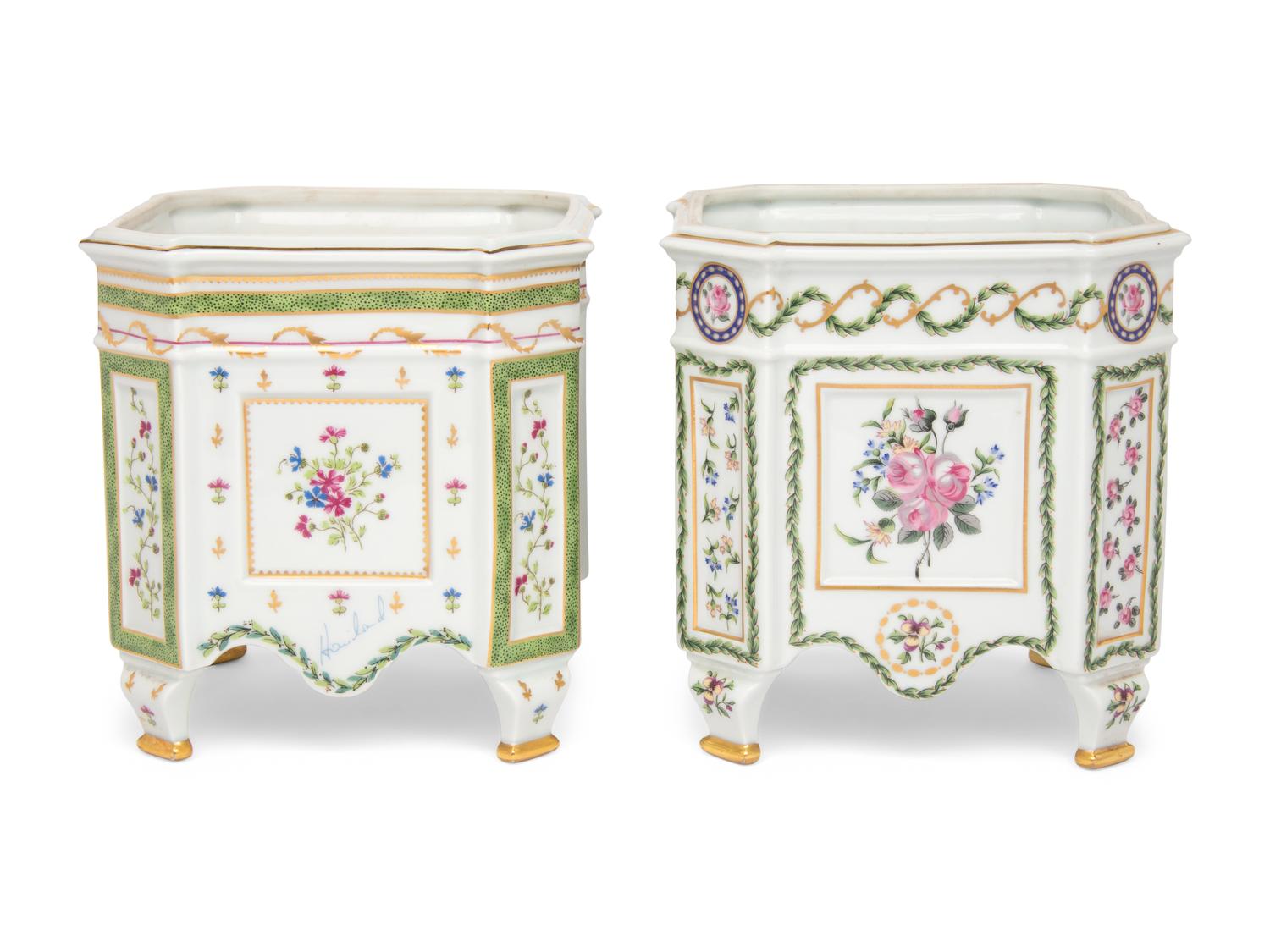 Two Haviland Porcelain Cache Pots