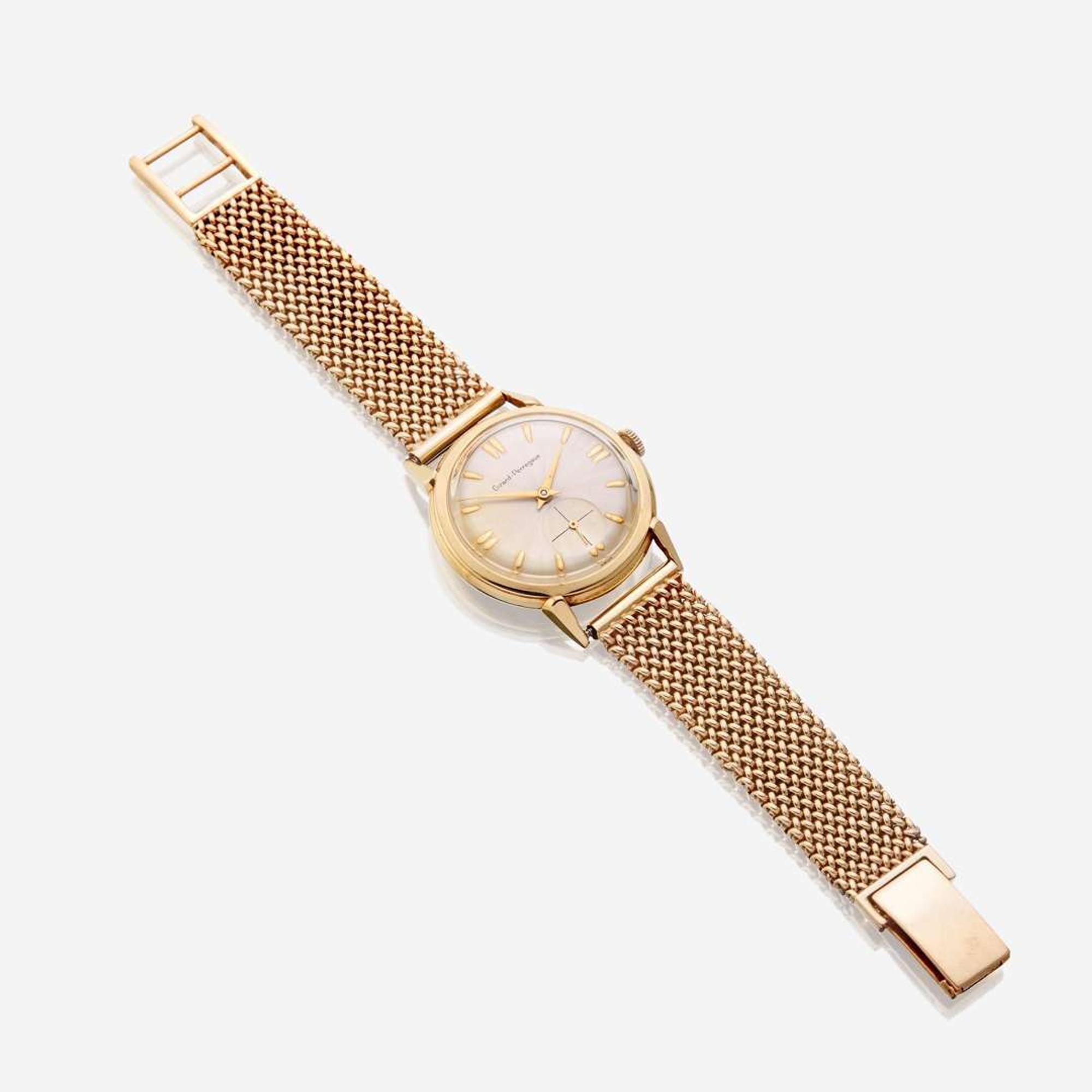 A fourteen karat gold bracelet watch, Girard Perregaux