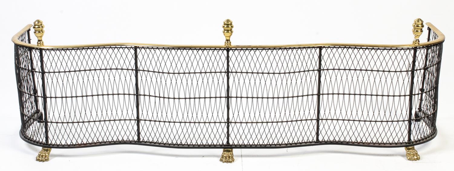 A Brass and Wire Work Fire Fender Width 49 inches. — 19TH/20TH CENTURY