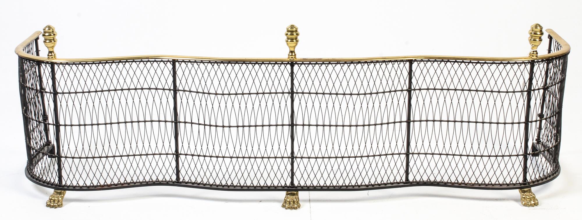 A Brass and Wire Work Fire Fender Width 49 inches. — 19TH/20TH CENTURY