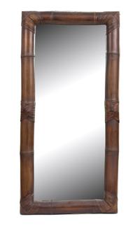 A Full Length Rattan Wrapped Bamboo Framed Mirror Height 83 x width 40 1/2 inches. — 20TH CENTURY