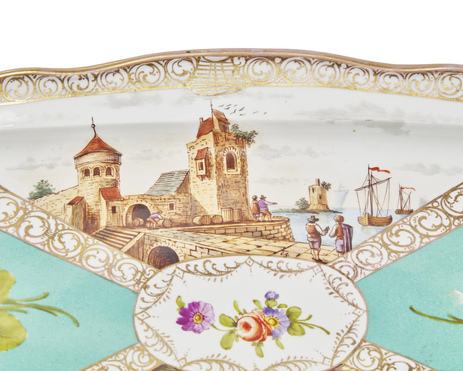 A Meissen Porcelain Platter and a Set of Four Bowls