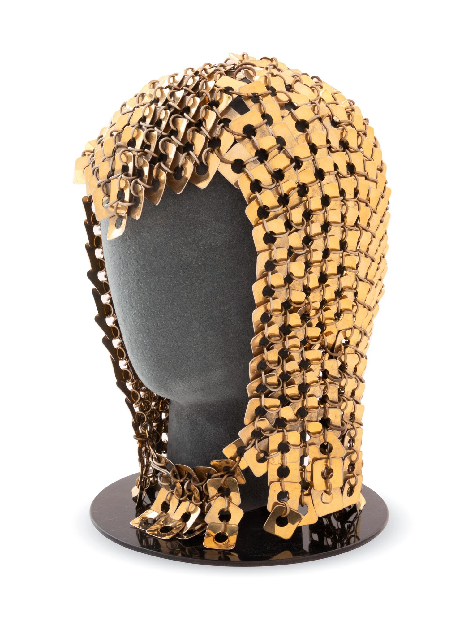 Paco Rabanne Brass Square Chainmail Hood, 1960-70s