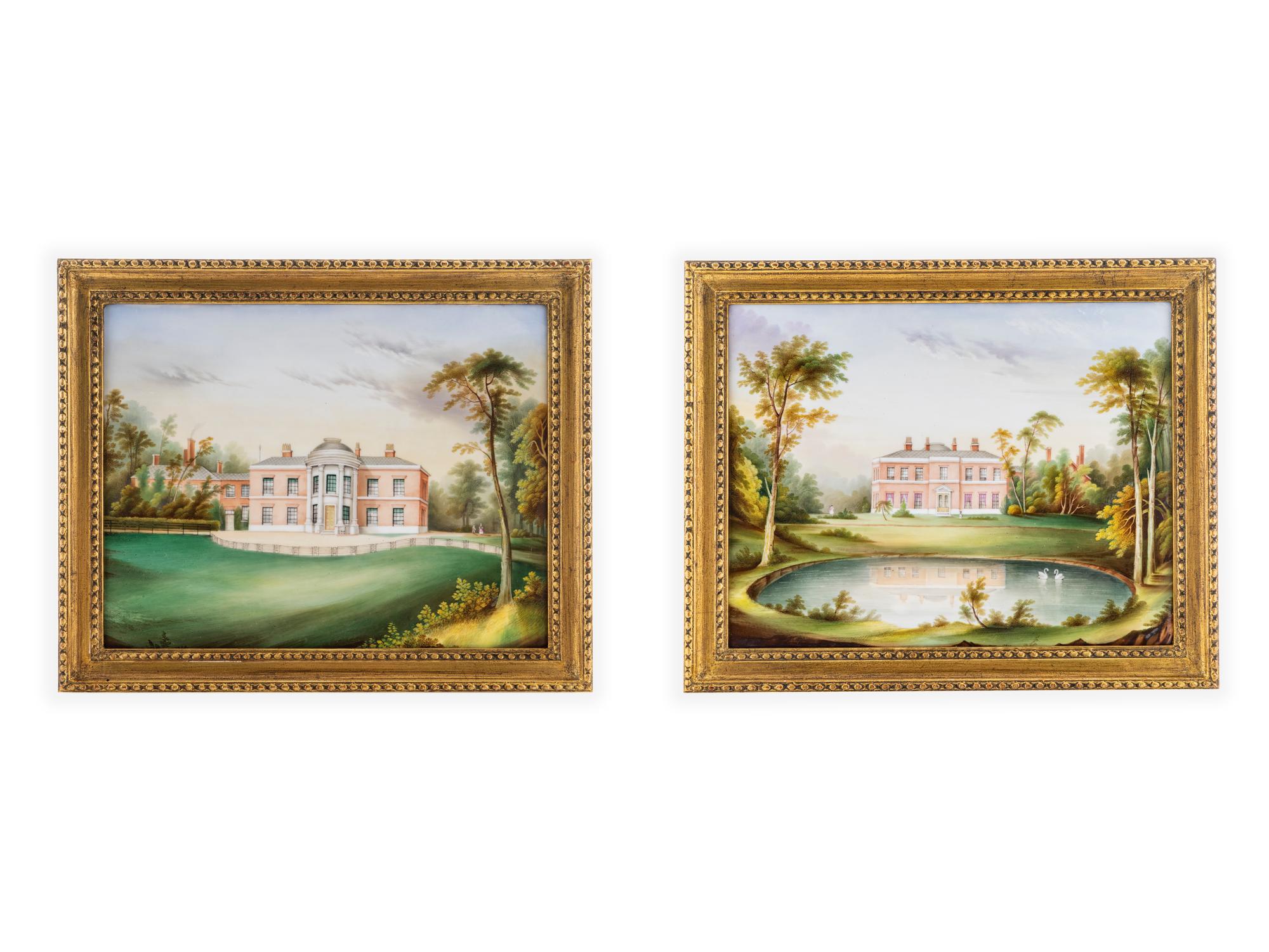 A Pair of English Painted Porcelain Plaques — C. 1820