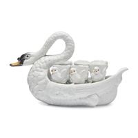A French Majolica Swan Form Server