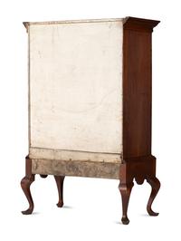 A Queen Anne Fan-Carved Cherrywood Flat-Top High Chest on Stand