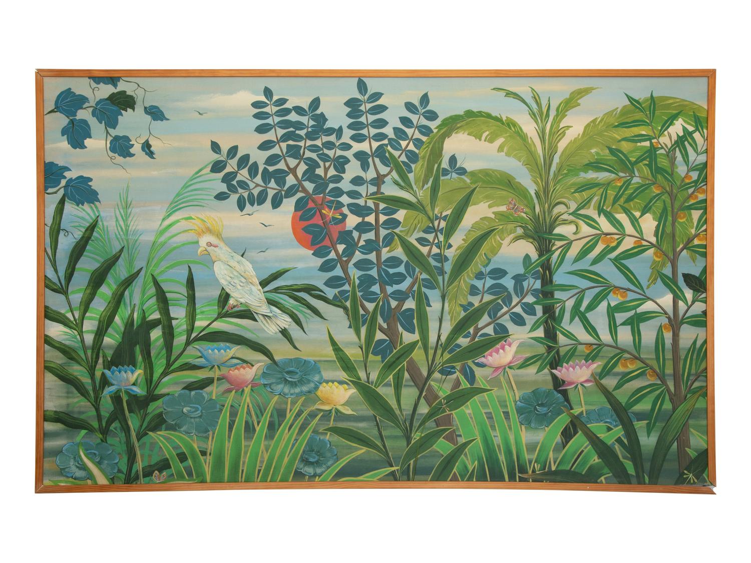 Tropical Landscape with Cockatoo