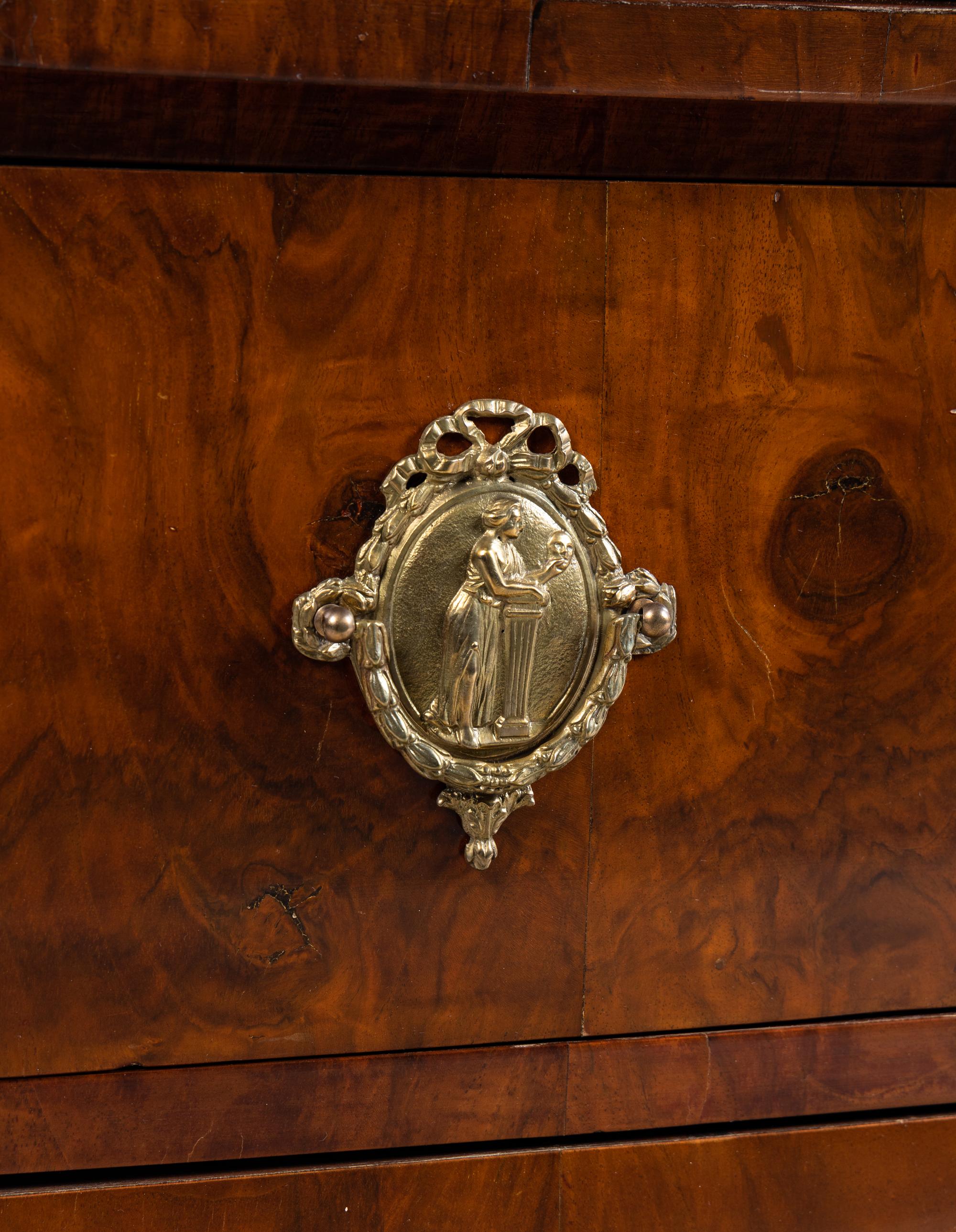 A Russian Neoclassical Brass-Inlaid Walnut Bureau Bookcase