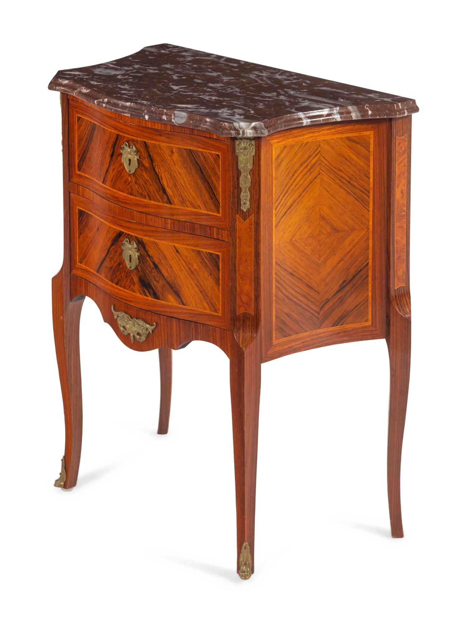 A Louis XV Style Marble-Top End Table