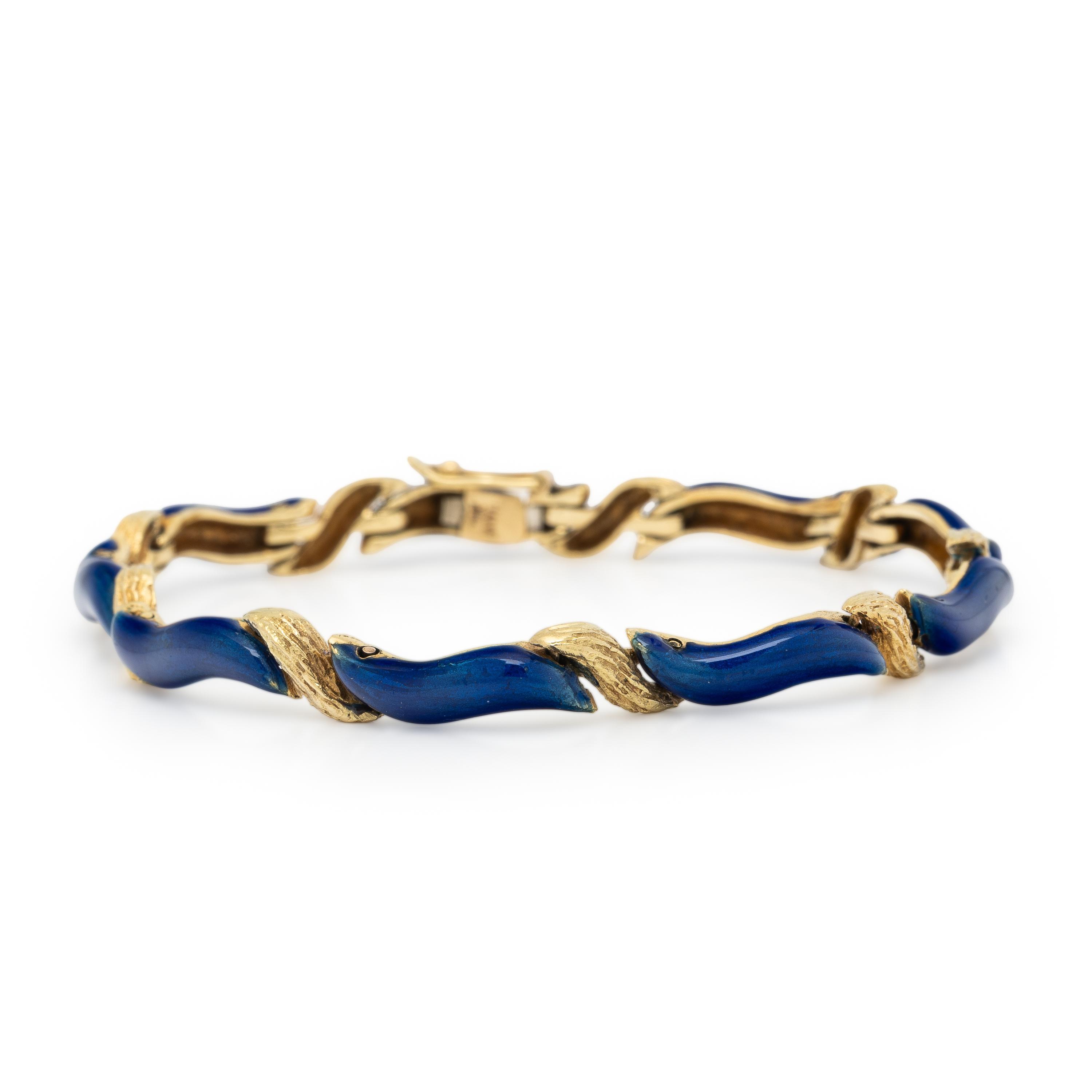 Yellow Gold and Enamel Bracelet