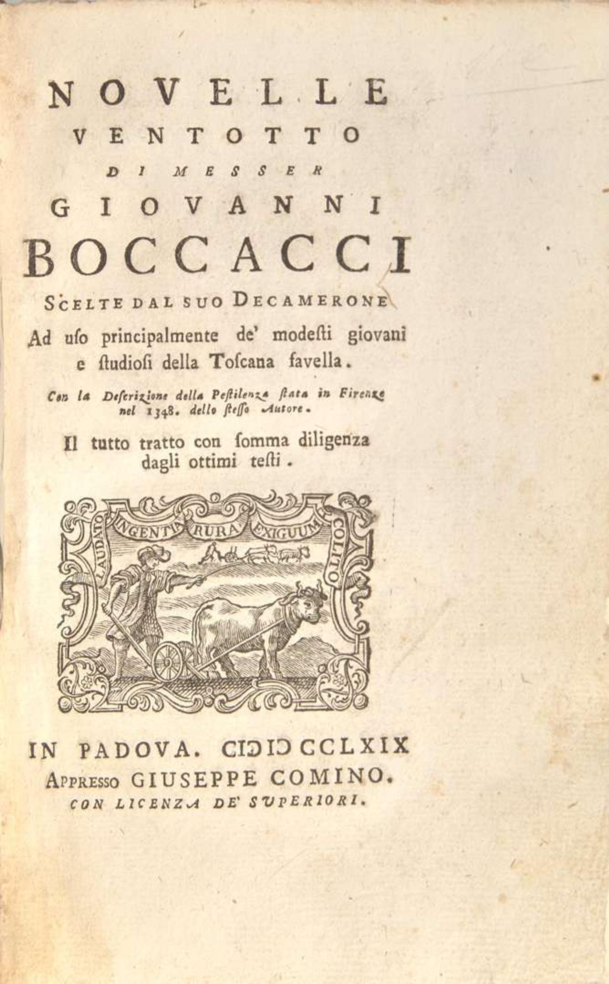 [Literature] Boccaccio, Giovanni: Group of 12 Works