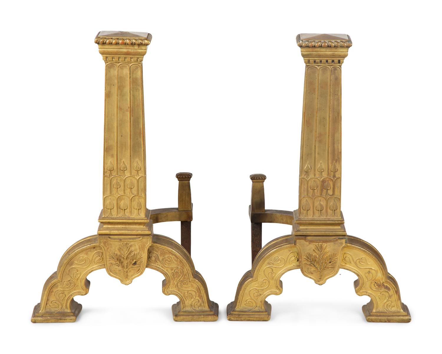A Pair of Continental Bronze Oversize Andirons — 19TH/20TH CENTURY