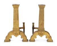 A Pair of Continental Bronze Oversize Andirons — 19TH/20TH CENTURY