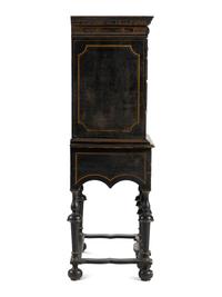 A William and Mary Japanned Maple and Pine Flat-Top High Chest