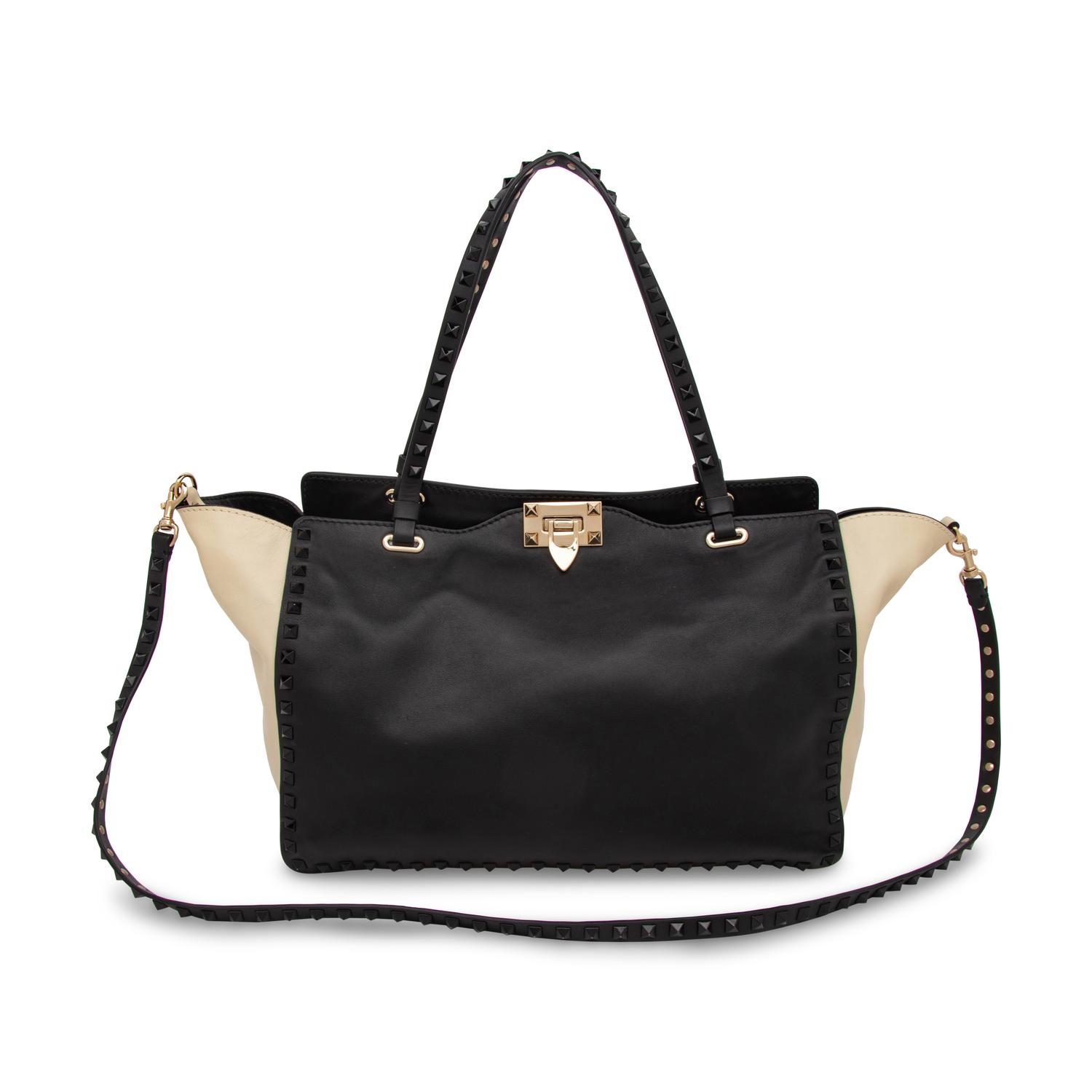 Valentino, Black & White Medium Rockstud Tote