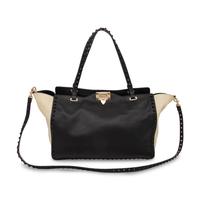 Valentino, Black & White Medium Rockstud Tote