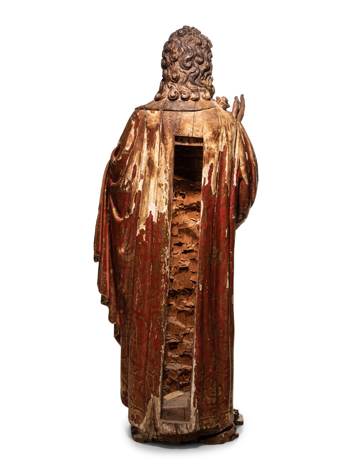 A Carved Parcel Gilt and Polychrome Decorated Figure of Santa Luzia