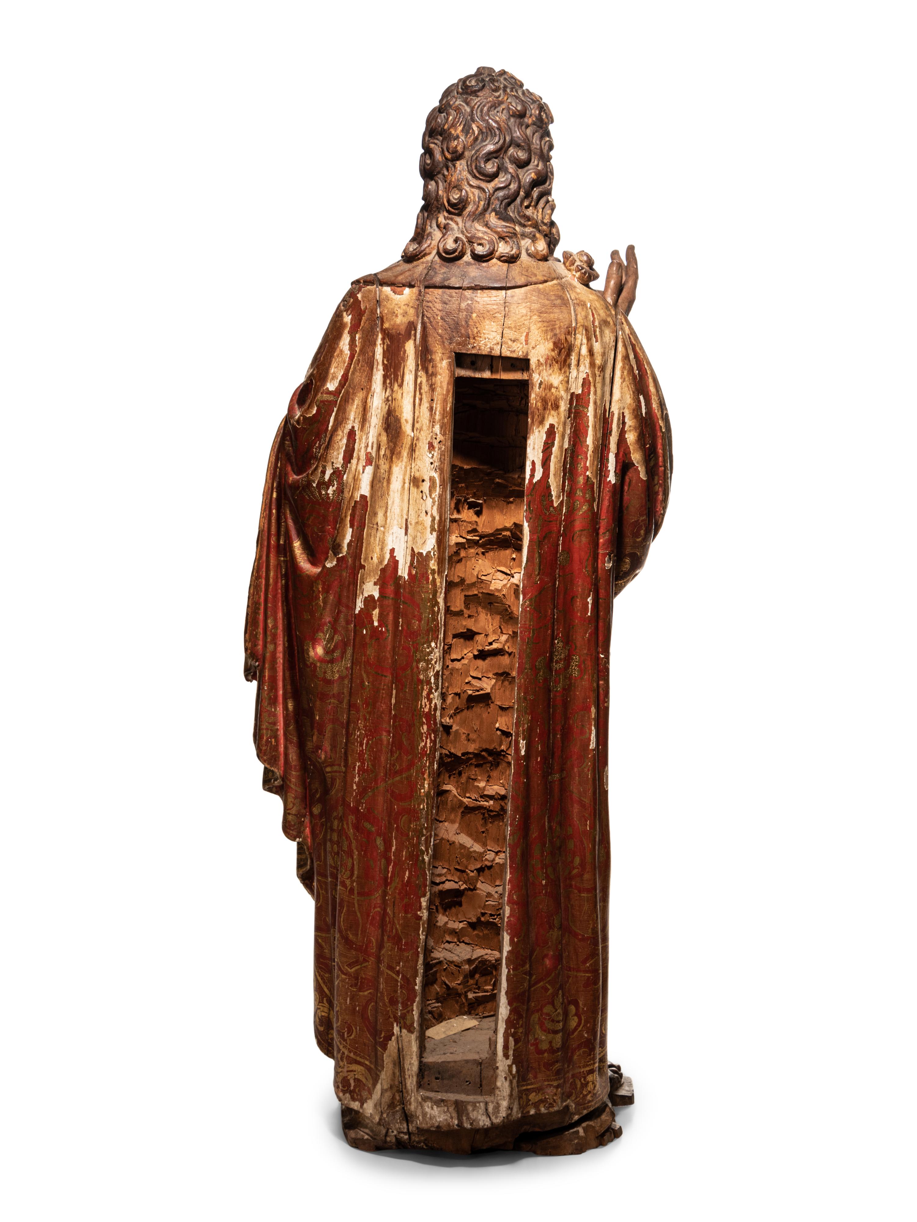A Carved Parcel Gilt and Polychrome Decorated Figure of Santa Luzia