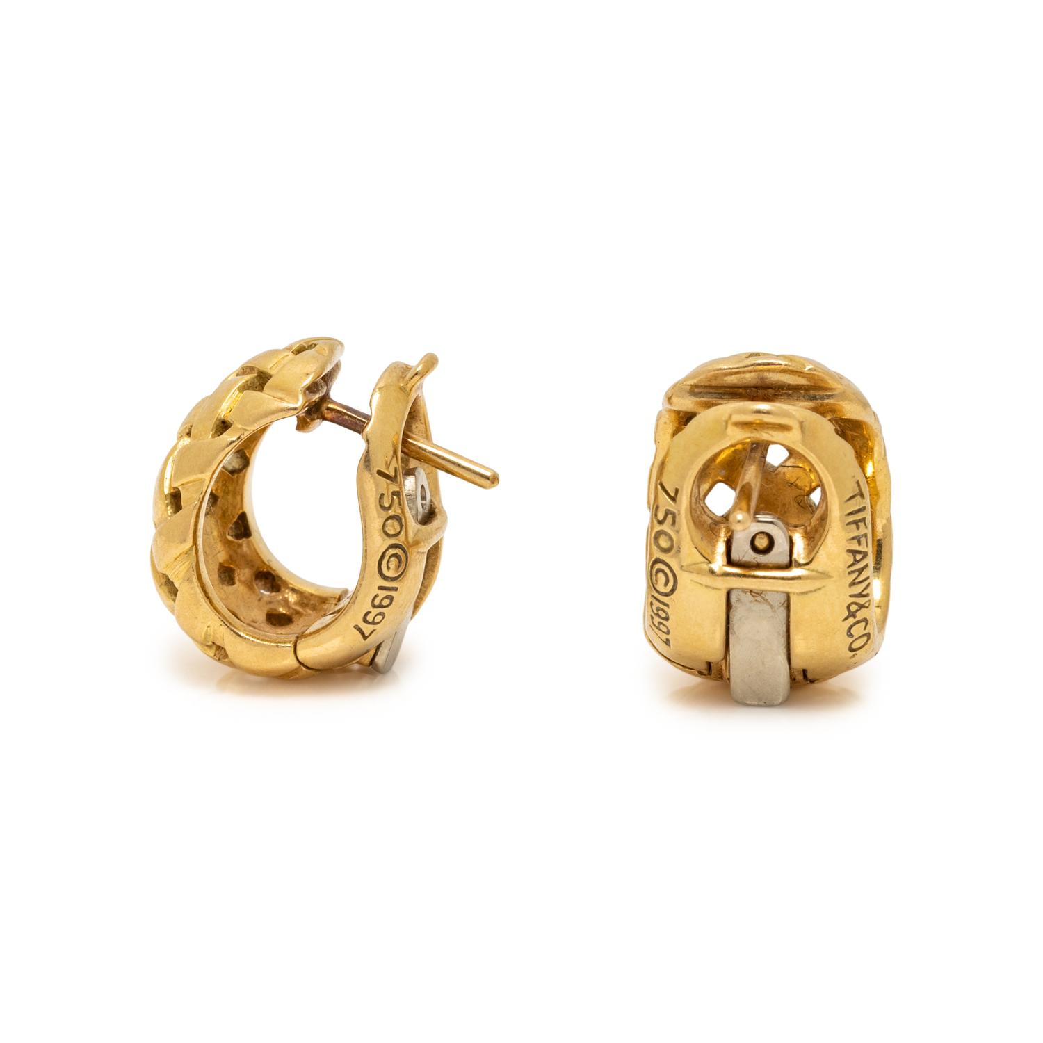 TIFFANY & CO., YELLOW GOLD 'VANNERIE' EARRINGS