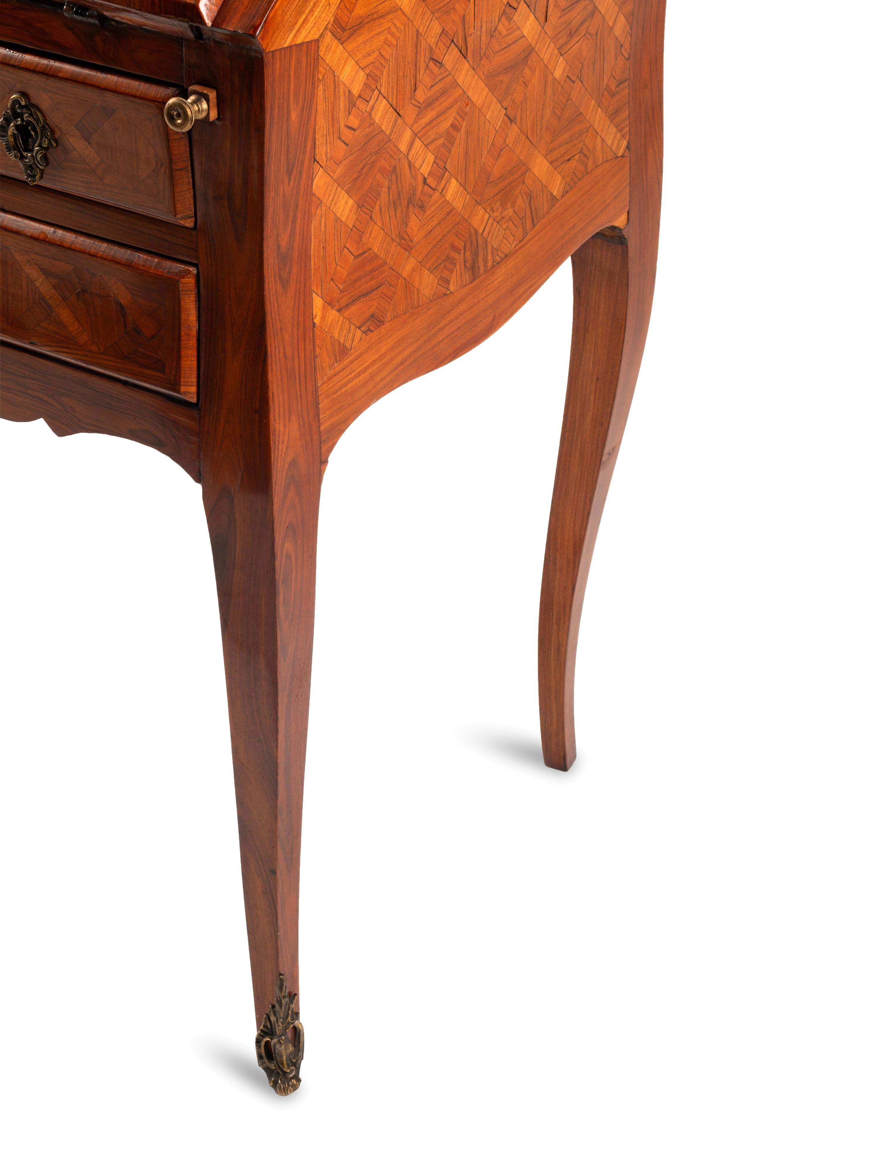 A Louis XV Style Tulipwood Parquetry Bureau en Pente