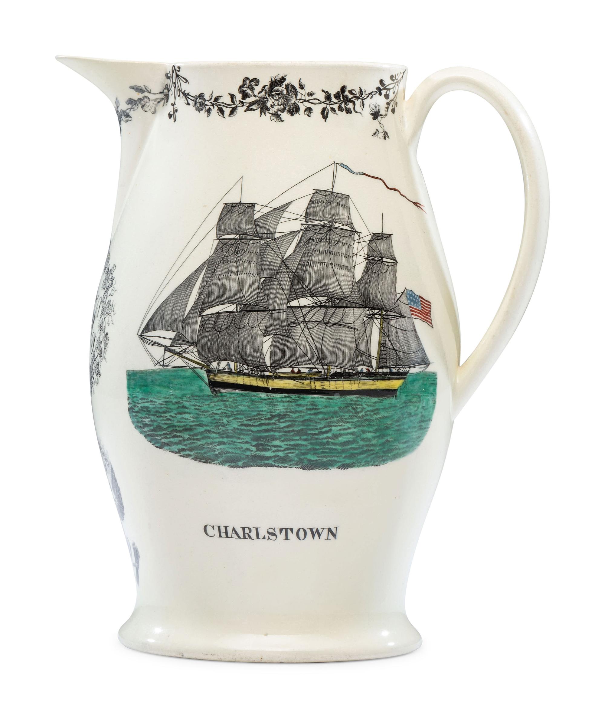 A Liverpool Transfer-Printed Creamware 'Washington in Glory, America in Tears' Pitcher