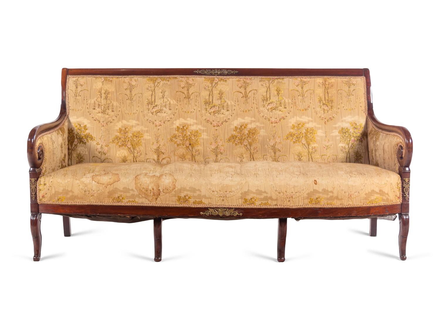 An Empire Gilt Metal Mounted Mahogany Canapé