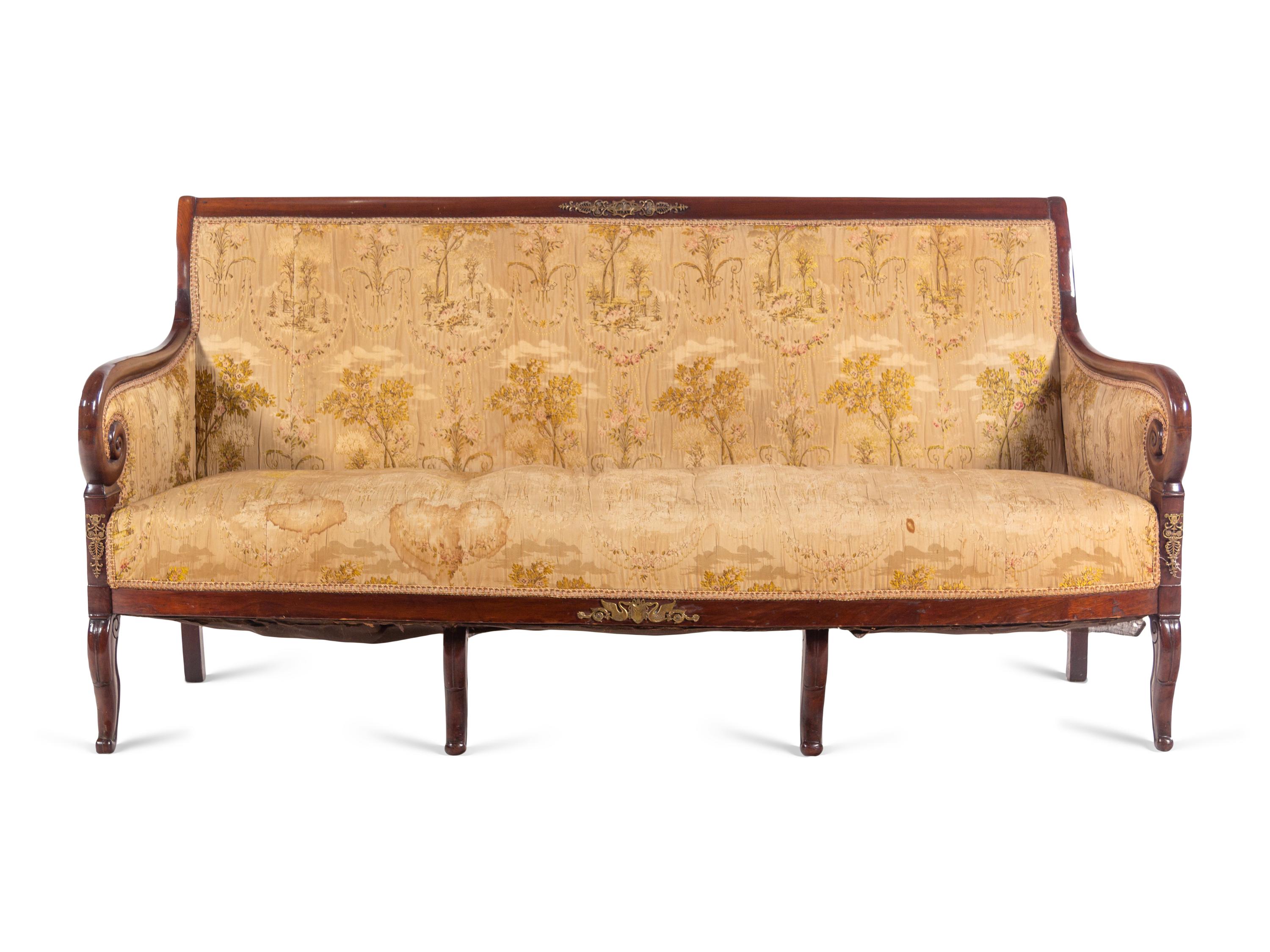 An Empire Gilt Metal Mounted Mahogany Canapé