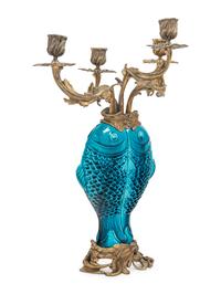 A French Gilt Bronze and Chinese Porcelain Four-Light Candelabrum