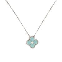 VAN CLEEF & ARPELS, WHITE GOLD, GREEN CELADON SEVRES PORCELAIN AND DIAMOND 'VINTAGE ALHAMBRA' NECKLACE