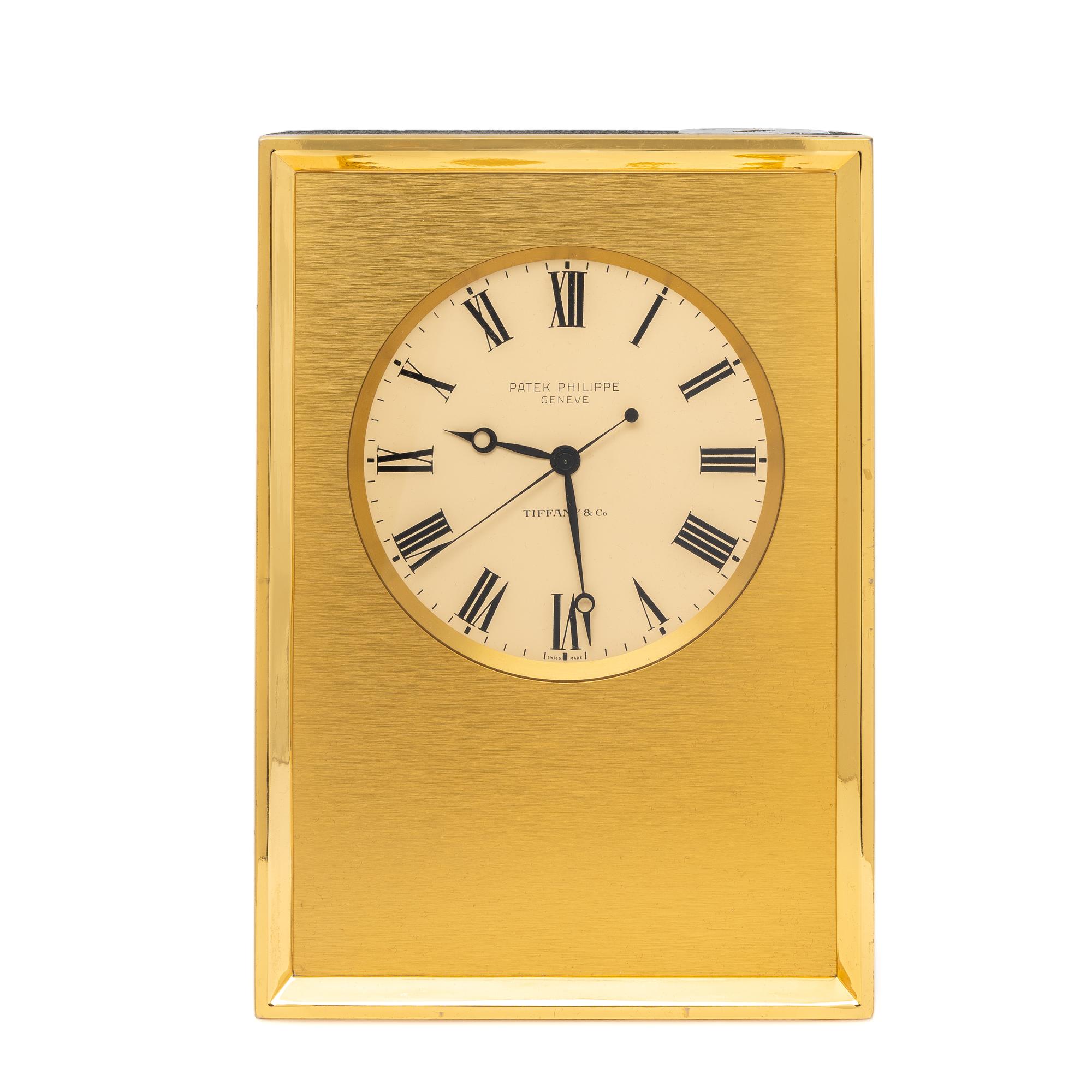 Patek Philippe for Tiffany & Co., Ref. E1200, Gilt Aluminum 'Naviquartz' Table Clock