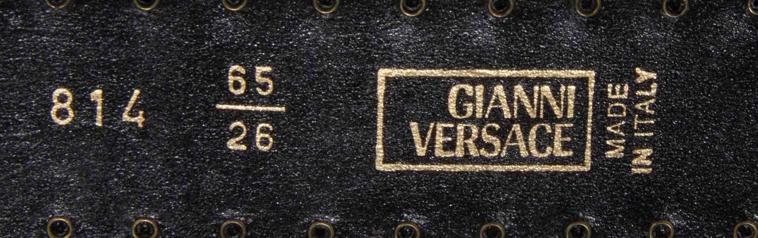 A Gianni Versace Black Leather Belt, Size 65/26.