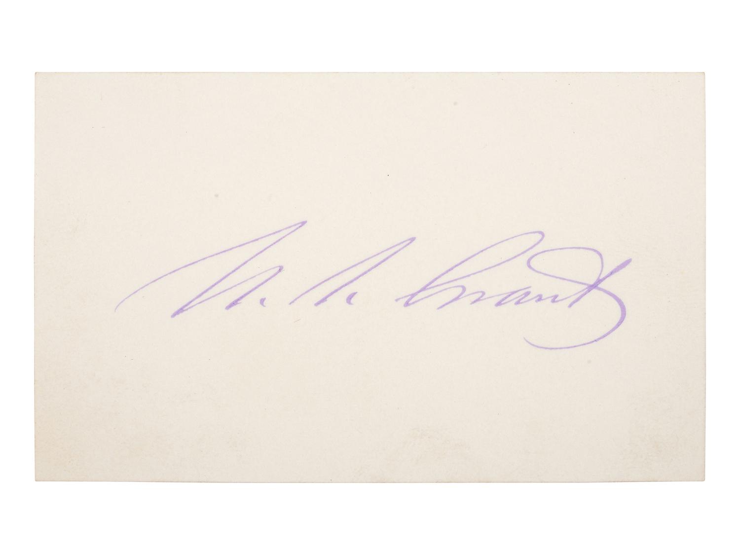 GRANT, Ulysses S. (1822-1885). Card signed ("U.S. Grant"). [ With: ] Executive Mansion cover.